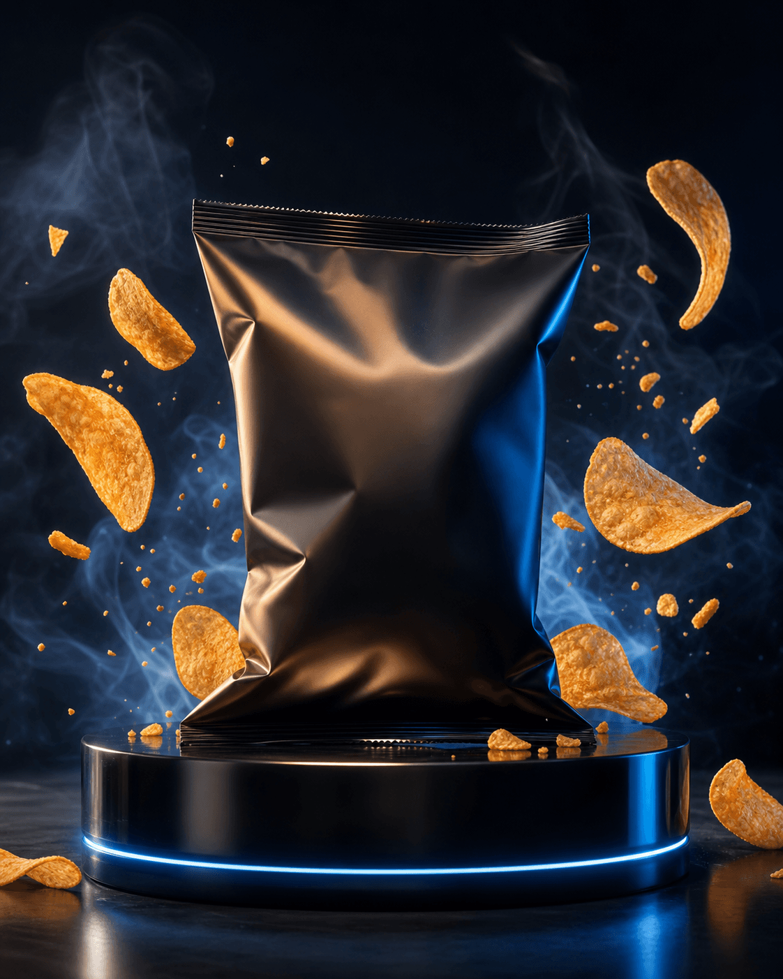 Generic premium snack product photography concept